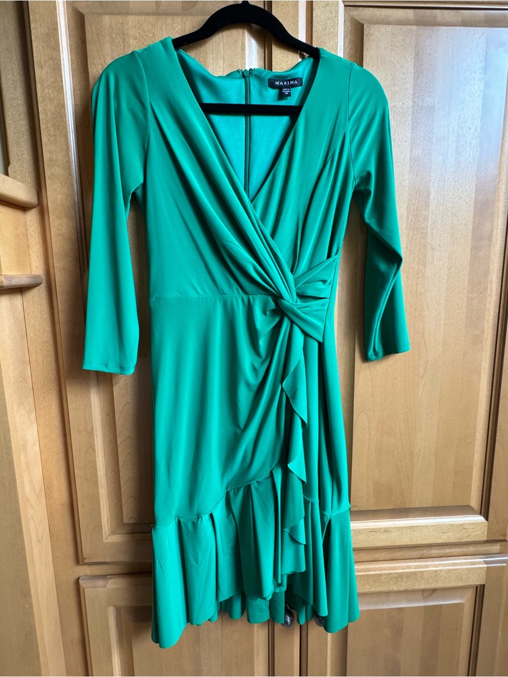 Green Wrap Ruffle Dress - Picture 5 of 7
